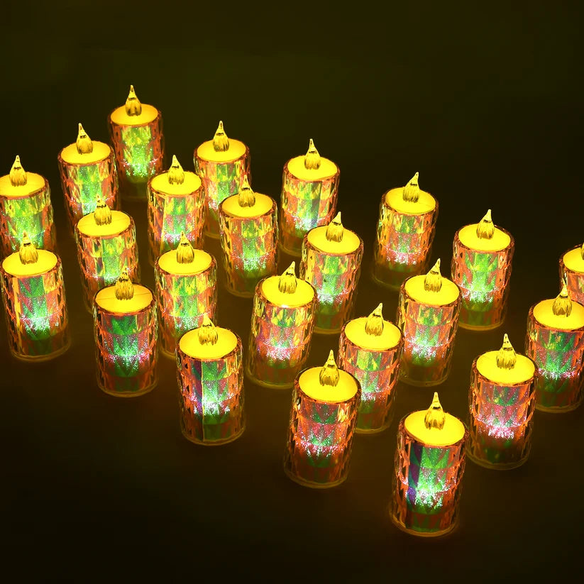 Flameless LED Tea Light Candles – 24 Pc Diwali Decor | Indo Glow