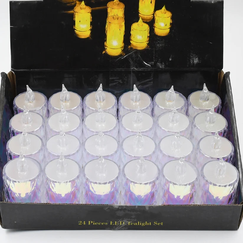 Flameless LED Tea Light Candles – 24 Pc Diwali Decor | Indo Glow