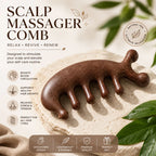 Wooden Massage Comb 100% Natural Handmade Pure wood Five-tooth Meridians Scalp Massager Comb No Static Wide Tooth Combs for Head Scalp Combs Meridians Scraping Massage Tool (Carving style)
