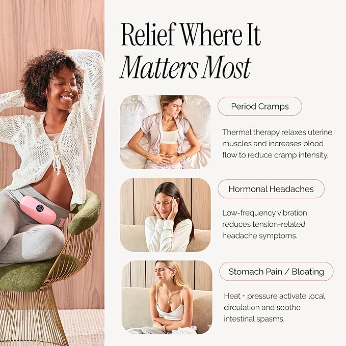 Menstrual Cramp Relief Belt – Rechargeable Heating Pad | Velvet Wellness