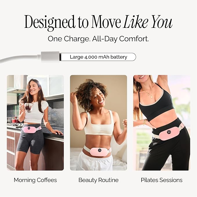 Menstrual Cramp Relief Belt – Rechargeable Heating Pad | Velvet Wellness